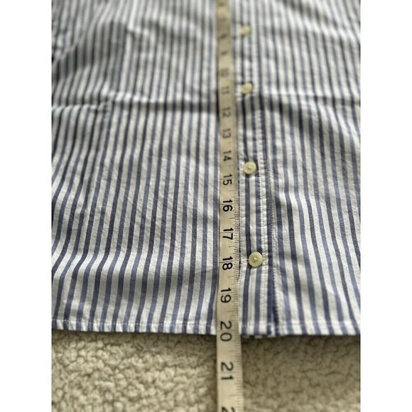 Everlane Long Sleeve Cotton Poplin Crop PJ Top blouse Blue Stripes - Picture 11 of 12